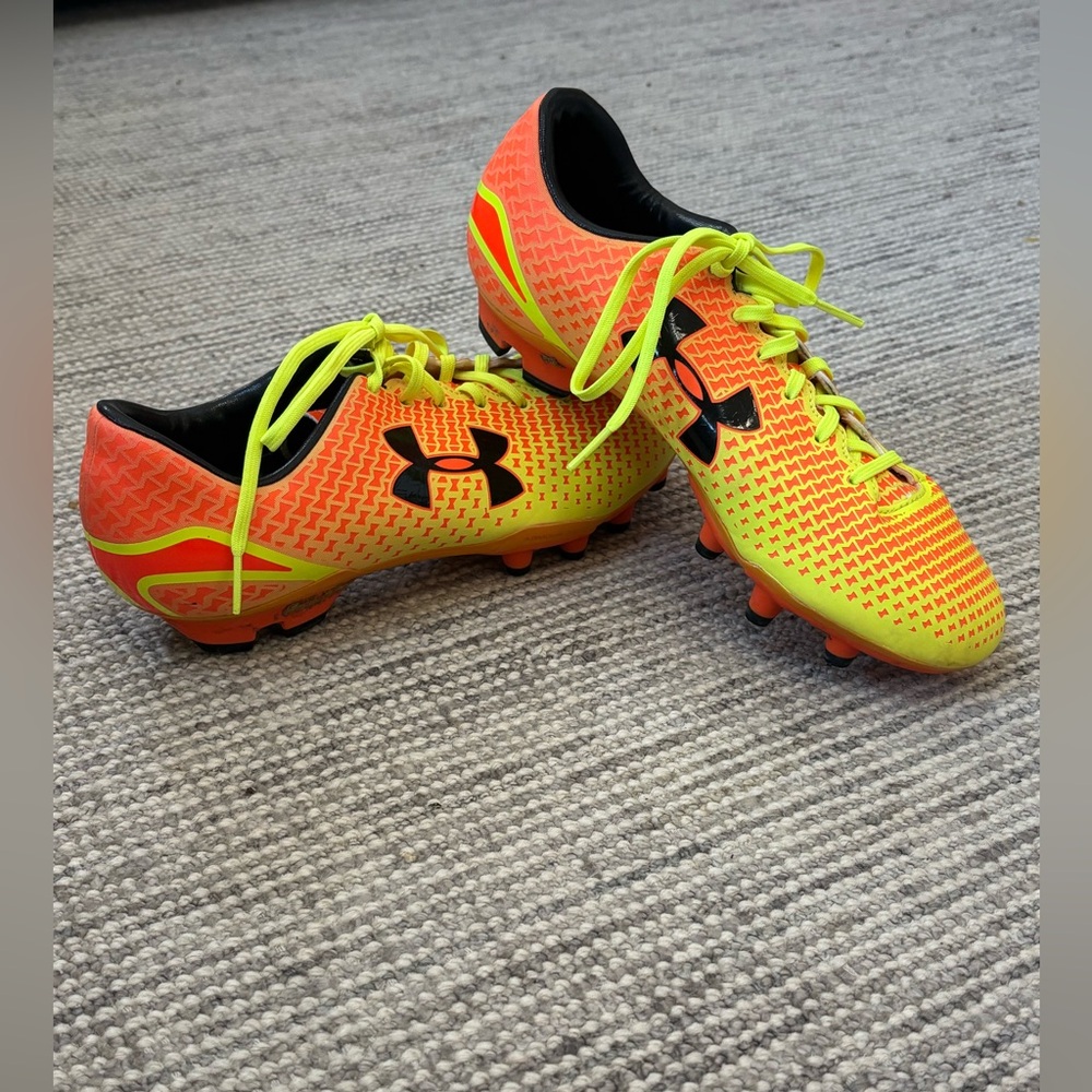 Under Armour Neon Yellow and Orange Soccer Cleats- Women’s 8